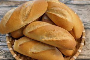 Lamhan banh mi on wicker basket